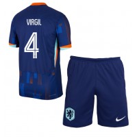Holandsko Virgil van Dijk #4 Vonkajší Detský futbalový dres ME 2024 Krátky Rukáv (+ trenírky)